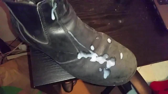 Cumshot on work boot