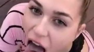 Public blowjob and facial in amateur girl