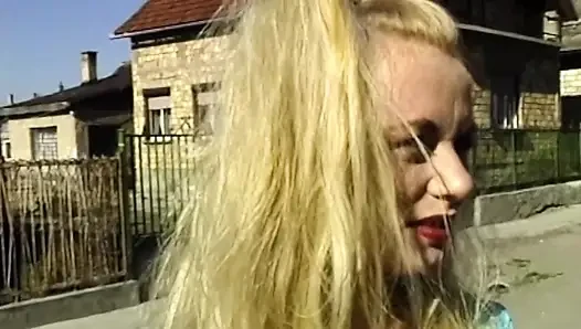 Blonde in Red Lingerie Takes Hard Cock Deep
