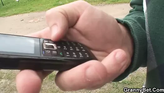 Younger stranger doggy-fucks 60 years old mature