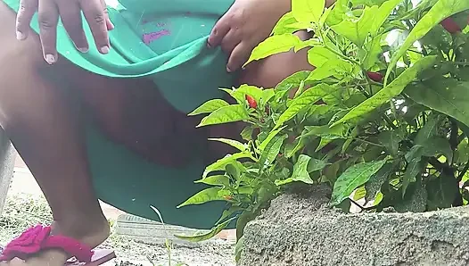 Cewek semok dengan memek berbulu ini lagi asik kencing di balik jembut lebahnya