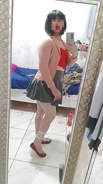 Wearing Korean skirt
