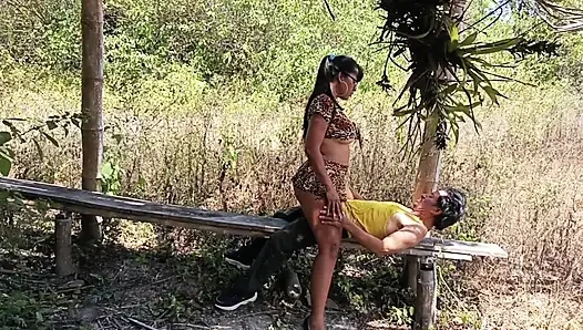 Fucking my big-assed stepmom in the woods