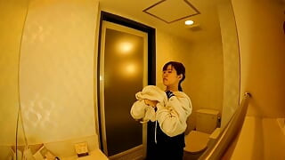 Shower dressing room before filming