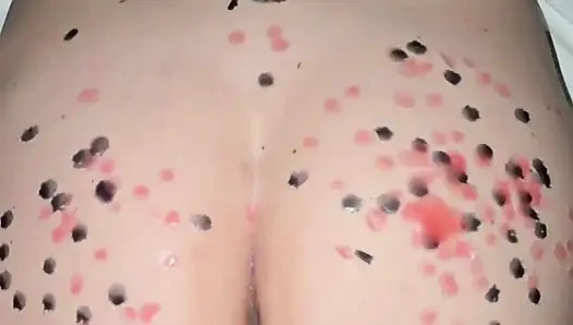 He drips wax on my ass and then cums on my pussy to cool me off!