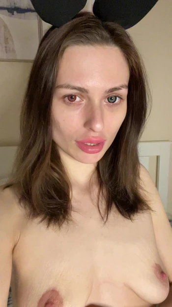 Bunny Ears Tease - Nude Breast Caress!