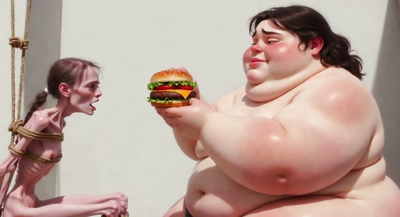 Sesión de alimentación intensa - culona humilla y engorda a una chica delgada