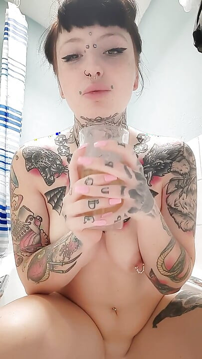 Peeing in a Glass Upclose&golden Shower