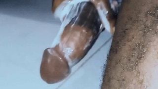 Black guy gets cum all over while showering thatboybigyoo