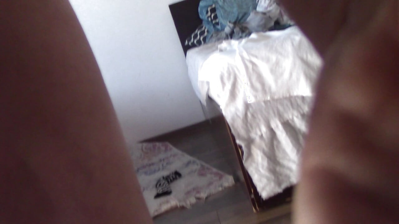 Sexy woman doing housework naked. Brunette, hairy pussy, big ass, big tits.