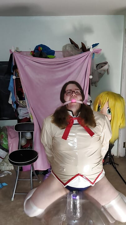 PVC Madoka Cosplay, Gagged and Humping Vibraitor Inflatable