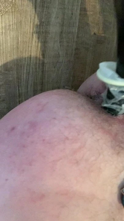 Leather boots in anal