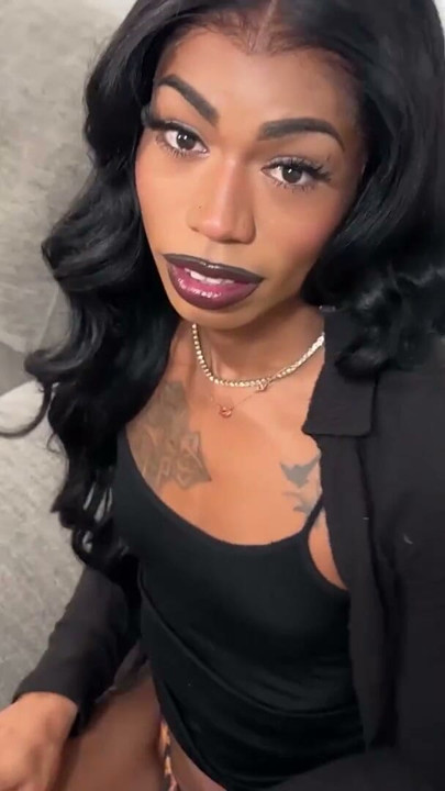 BLACK TGIRLS - The Doll Invites You To Play In A Couch | Clip 1