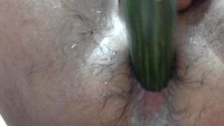 crossdresser-bitch fucked a cucumber and various big dildos