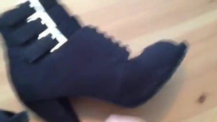 Cum on my gf's high heels