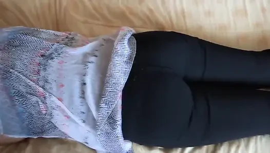 I Pull Down My Stepmother's Jeans, Masturbate with Her Ass and Give Her Lots of Cumshots