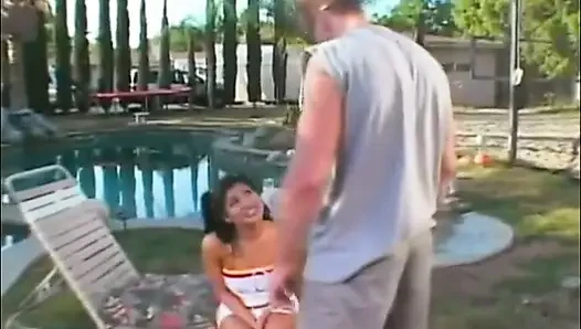 Cute latin teen gets fucked outdoors