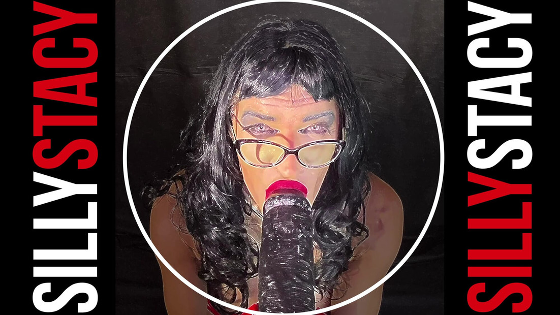 Dirty Sissy suck black dildo