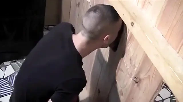 Sniff my sneakers through the glory holes