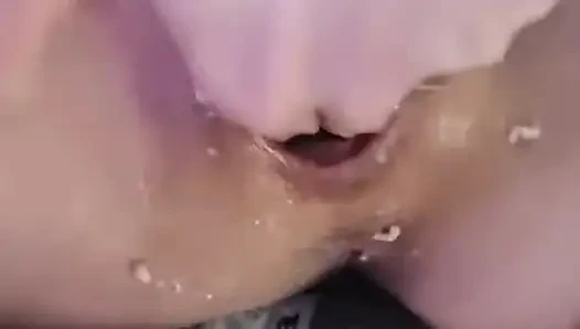 Dirty talking wife squirts three times on video call