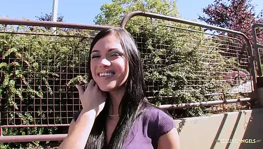 Brunette gets fucked doggy style after getting cunnilingus