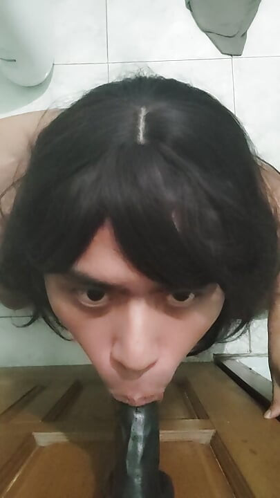 Sissy Marco blowjob dildo POV