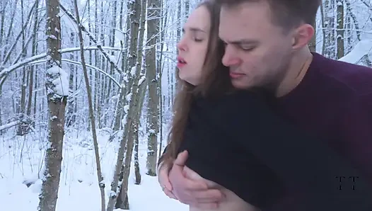 During a Lovely Walk in the Winter Forest, My Pussy Was Filled to the Limit 4K HD Tim Team