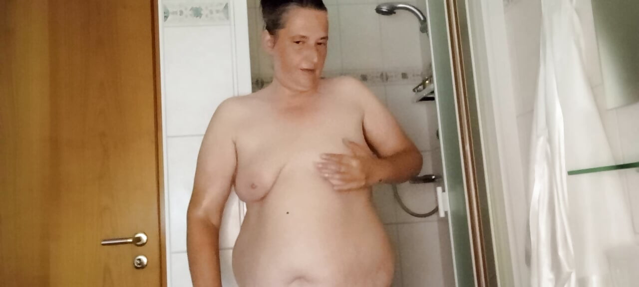 Fat German BBW Oils Her Massive Body - Super Shiny & Slippery After Shower