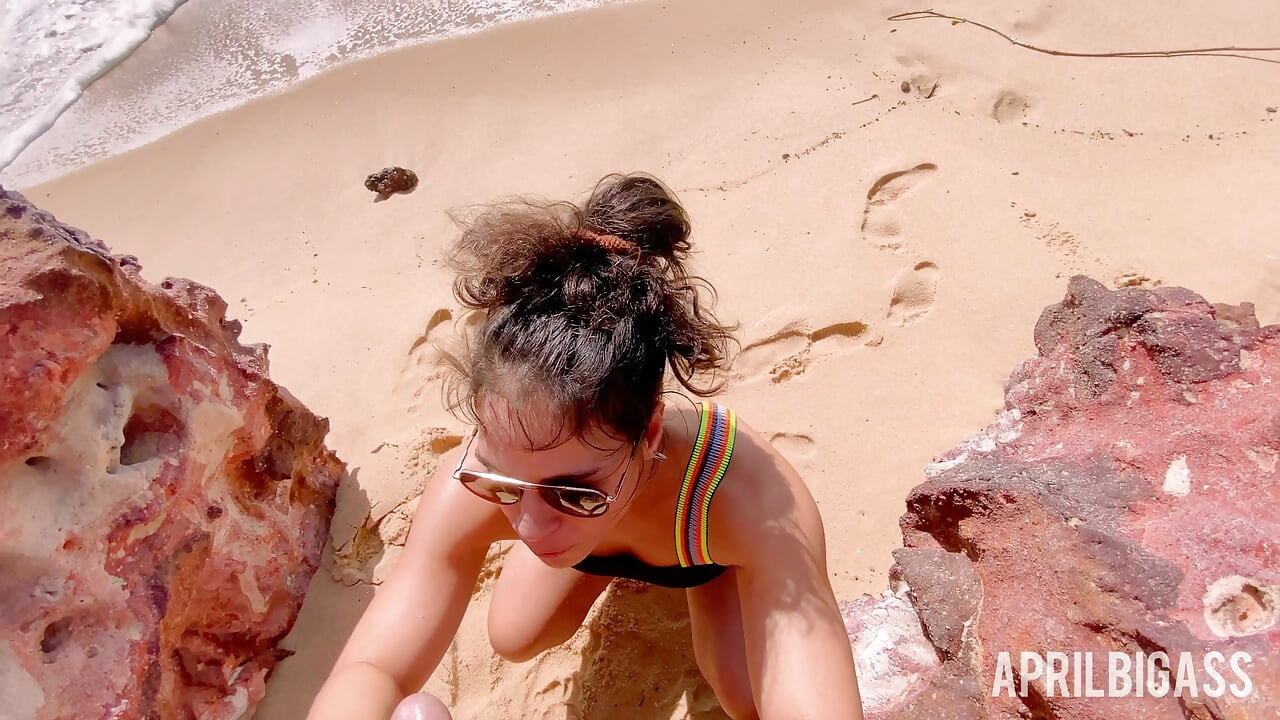 April Big Ass Enjoys a Messy Watersports Fantasy on the Beach