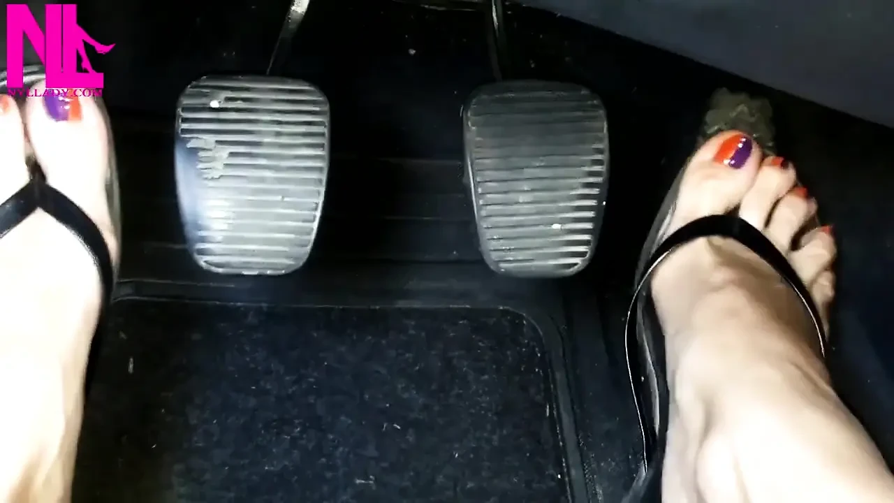 Revving and Pedal Pumping in Black Flip Flops