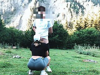 Big ass girl fucked in the forest in standing doggystyle
