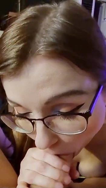 Memorable moment from "German Glasses Nerd Step-Sister TinyEmily give intense POV Blowjob and Swallow Cum"