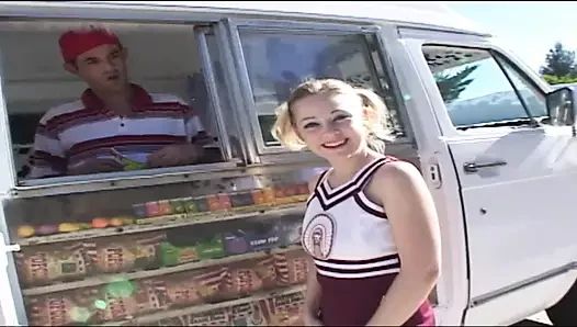 Beautyful wet pussy of cheerleader waits wide open for big penis stuff it