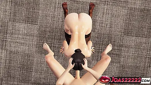 Orta yaşlı seksi kadın mila 3d animasyon - elle muamele büyük yarak, frenulum yalama, sansürsüz hentai'de gırtlağına kadar boşalma