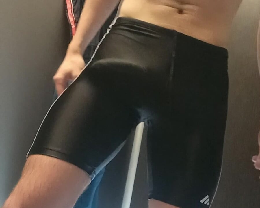Twink Teen Bulges In Adidas Swimsuit After Swim And Crossdresses In One-Piece Swimsuit To Jerk Off