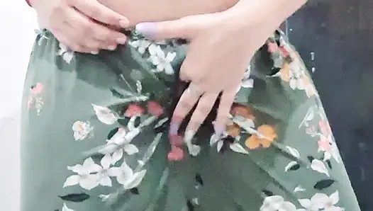 First time young Indian girl live on firlty bathroom
