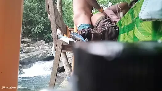 Pinay Horny Couple Sex in the cottage of Public Waterfalls