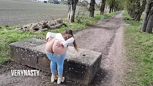 Girl showing off her big ass in public
