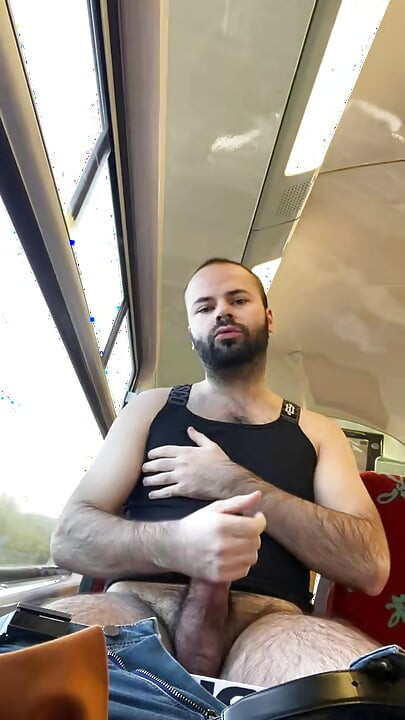 Thomas Godebin shows off on the train