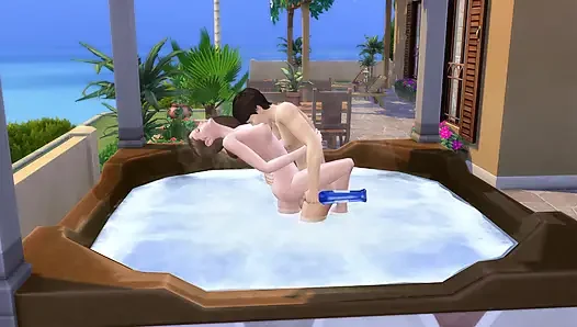 Couple on vacation take the opportunity to fuck in the hydro. The Sims