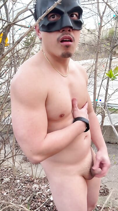 Asian Bodybuilder Strips Naked Roadside - Outdoor Flexing, Muscle Worship & Hands-free Cum Explosion