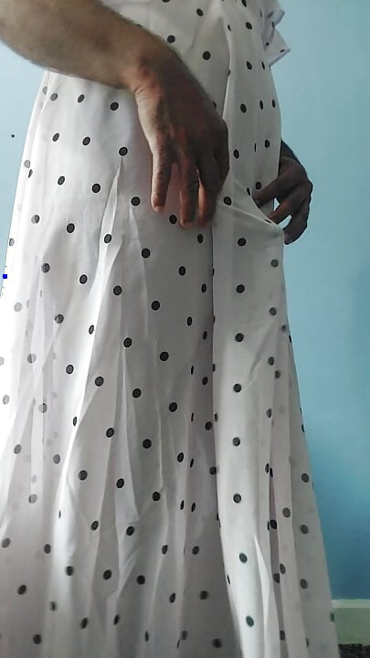 Boy masturbating wearing a Silk Seethrough Wet Pink polka dots Gawun