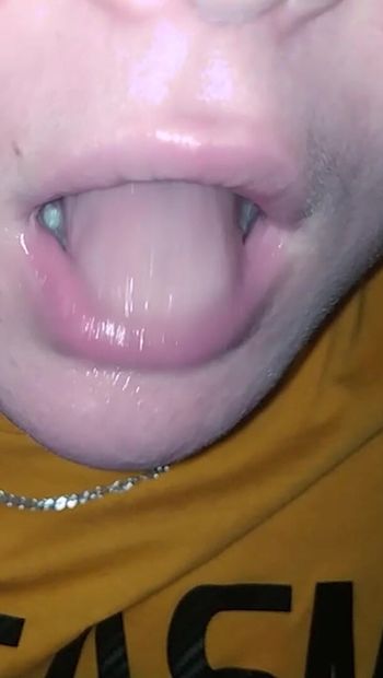 She swallows a mouthful of cum