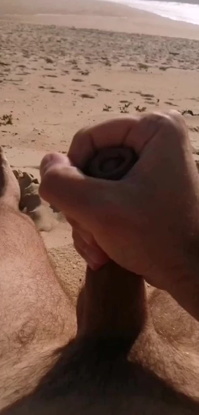 Beach masturbation outdoors