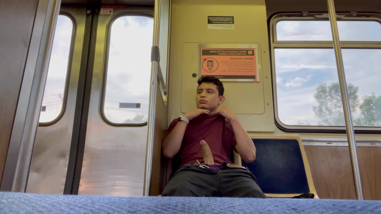 Latino Twink Shoots Load on Public Train