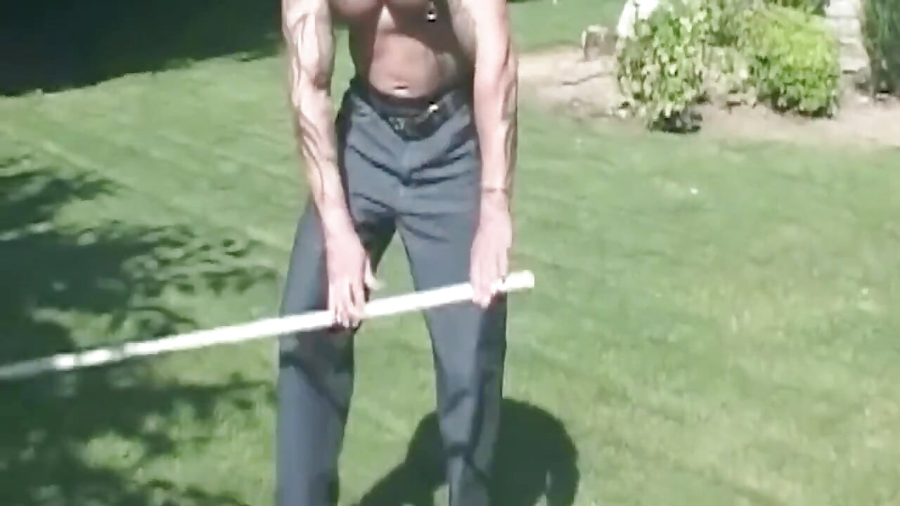 Mature Blonde MILF Takes Giant Broom Handle Anal