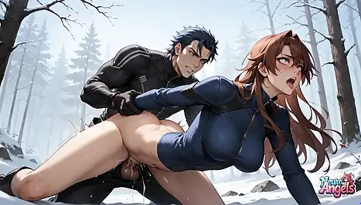 Snowy rose orgasm: klimaks winter warrior
