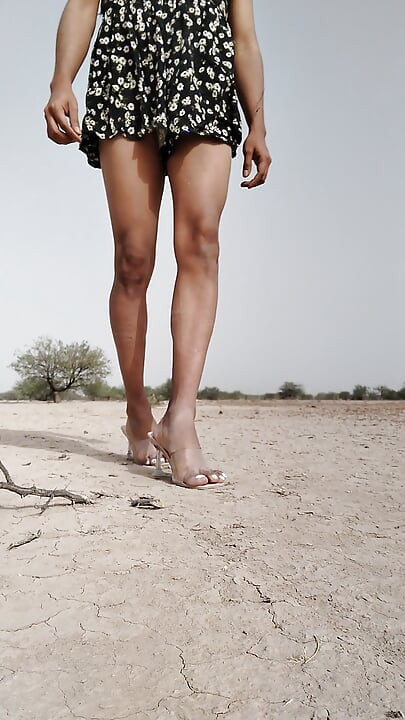 Sheer heels cute feet and mini dress this slut strips naked in public very hot