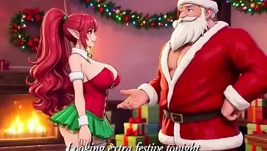 Santa give special gift to busty milf on Christmas