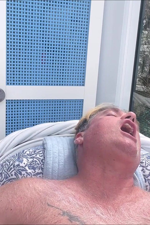 Hunk Stepdaddy Bear Naked Sunbathing in the Veranda 6